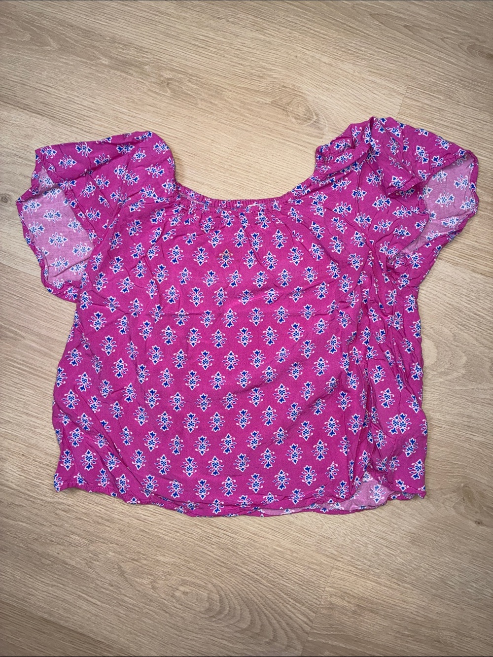 Crewcuts Magenta Floral Flutter Sleeve Blouse